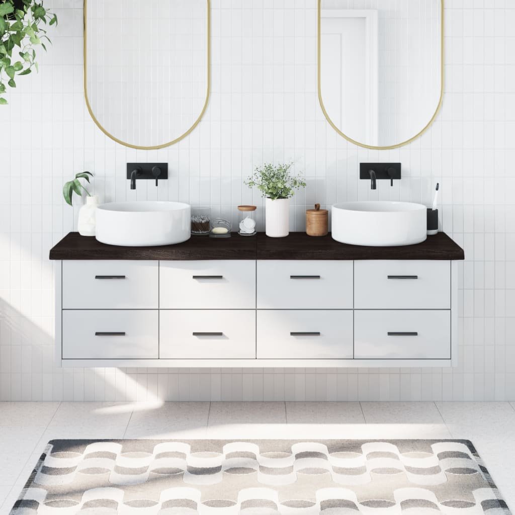 Encimera de baño madera tratada marrón oscuro 180x50x(2-6) cm eerf9039