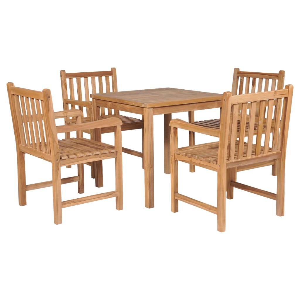 vidaXL set de comedor exterior 5 piezas de madera maciza de teca