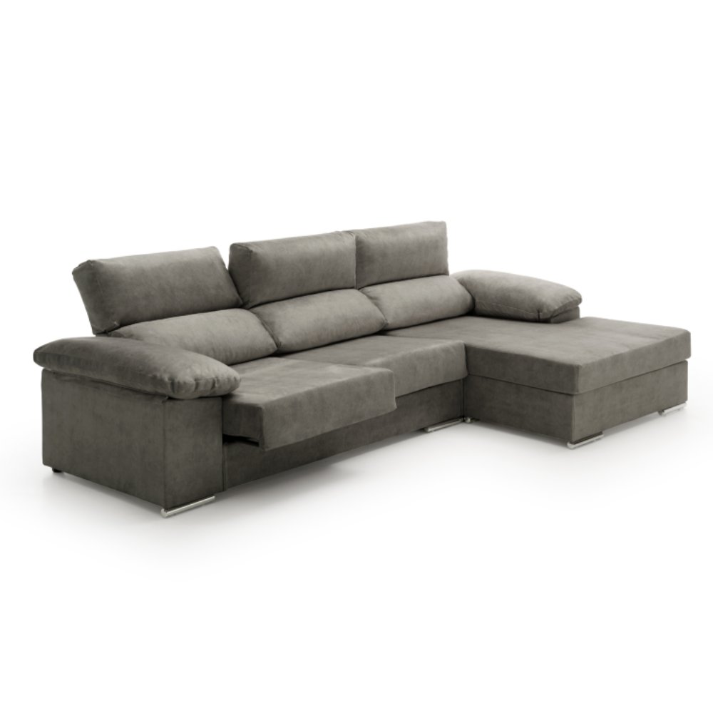 Sofa chaise longue reclinable y deslizante melissa gris oscuro derecha