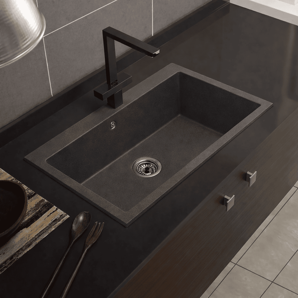 Fregadero cocina vali sobre encimera 81,5x51 cm resina gris hierro