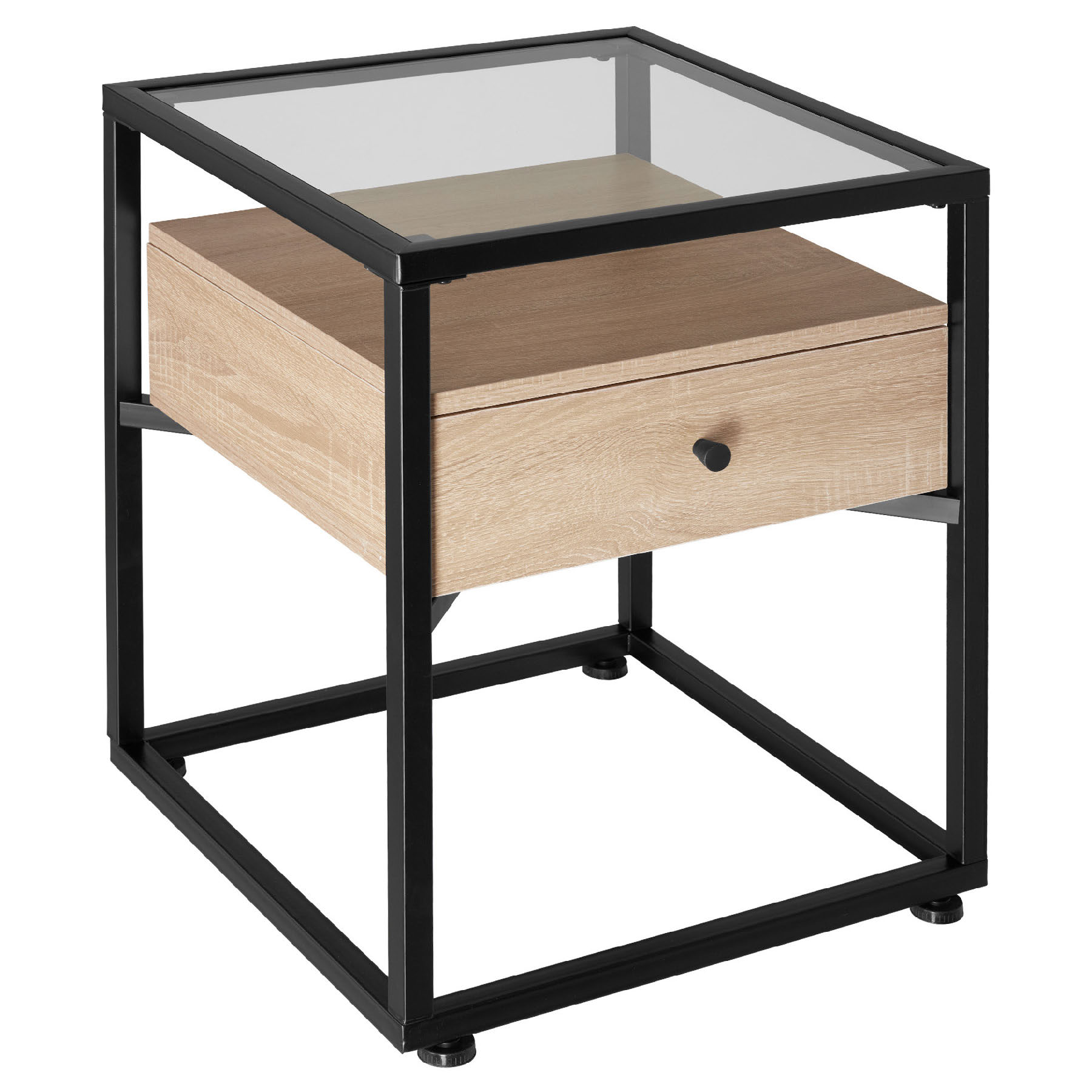 Mesilla de noche 43x45x54,5cm, madera industrial clara, roble sonoma