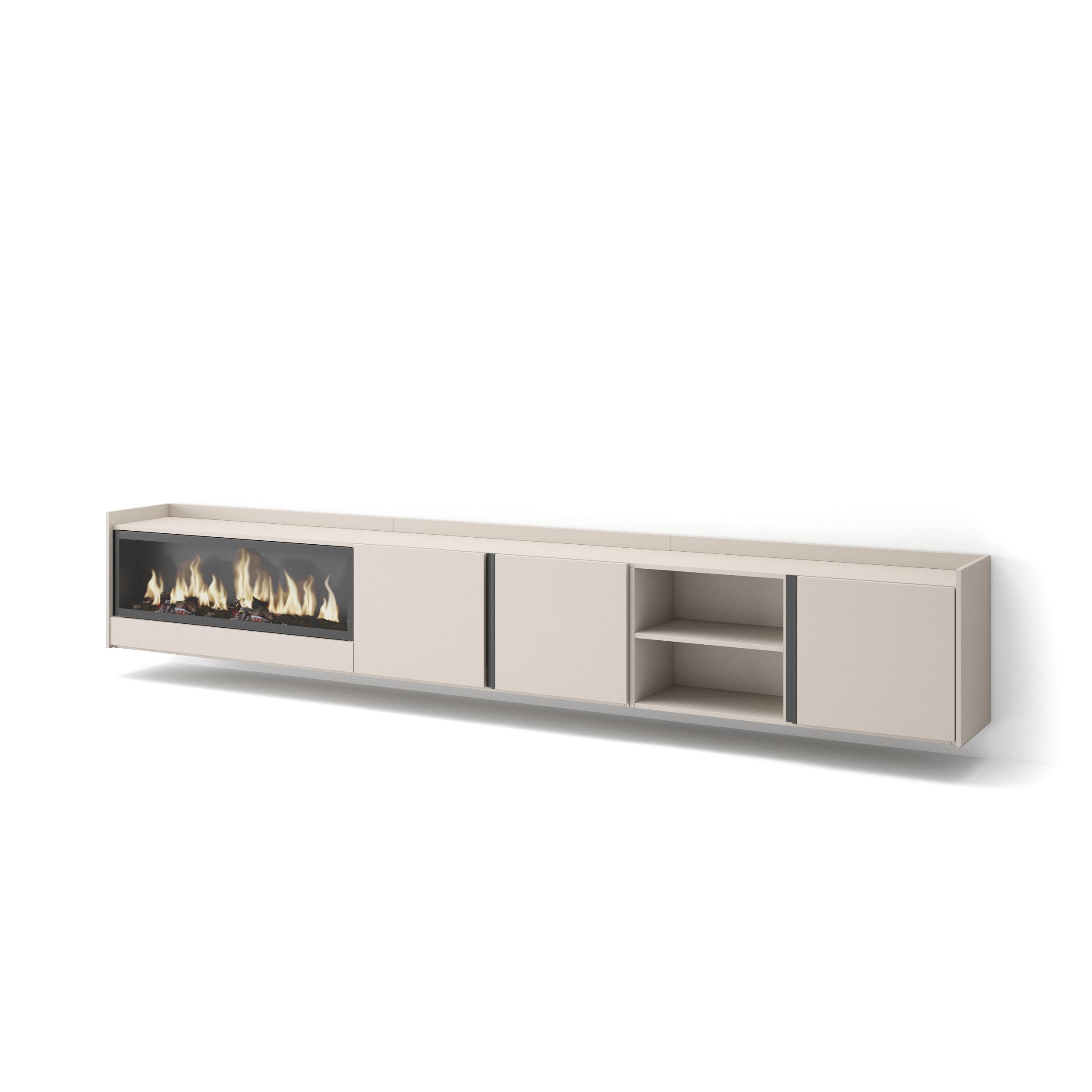 Mueble tv, 315x35x50cm, chimenea eléctrica xxl, colgado, suspendido rf4782