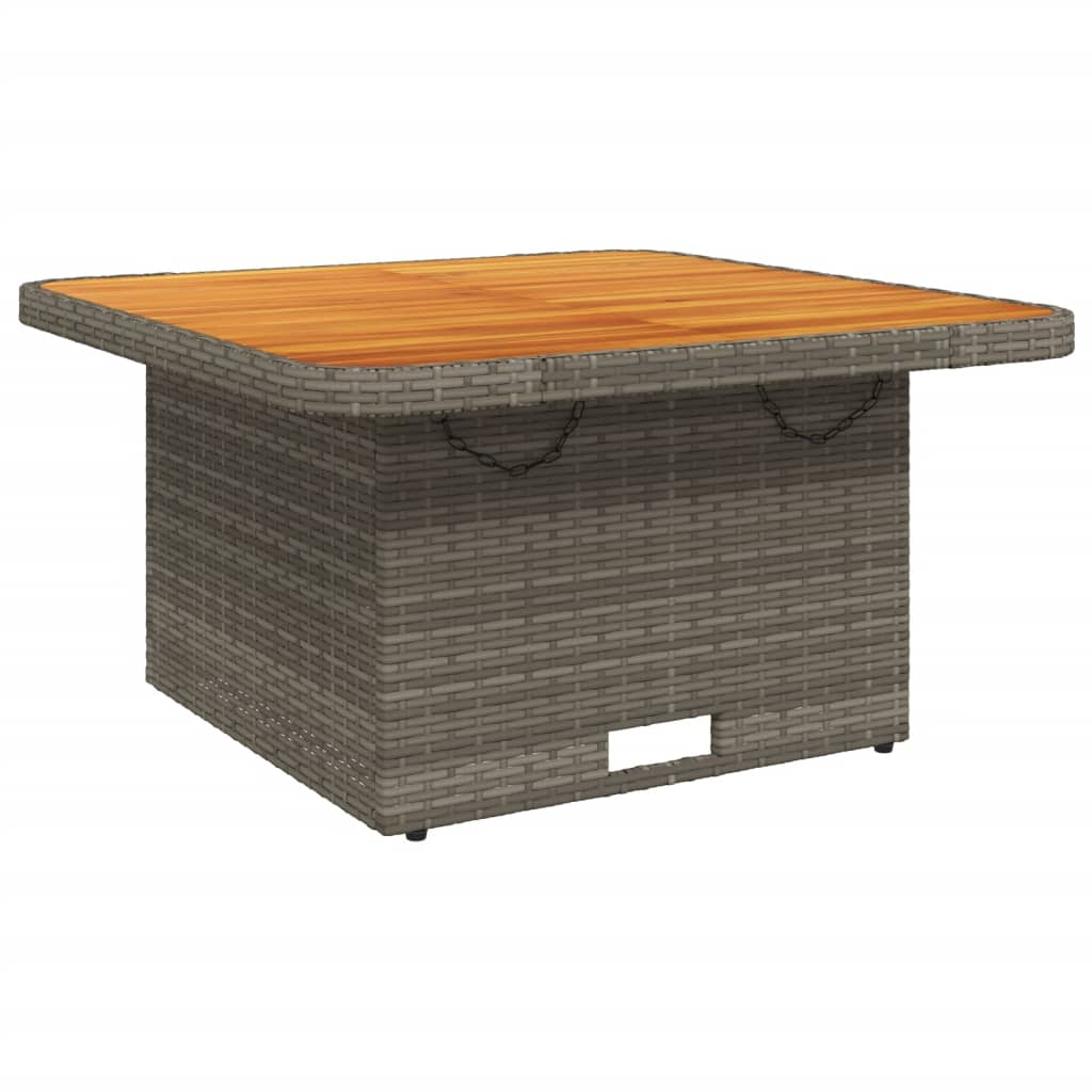 vidaXL mesa de jardín ratán sintético y madera acacia gris 80x80x71 cm