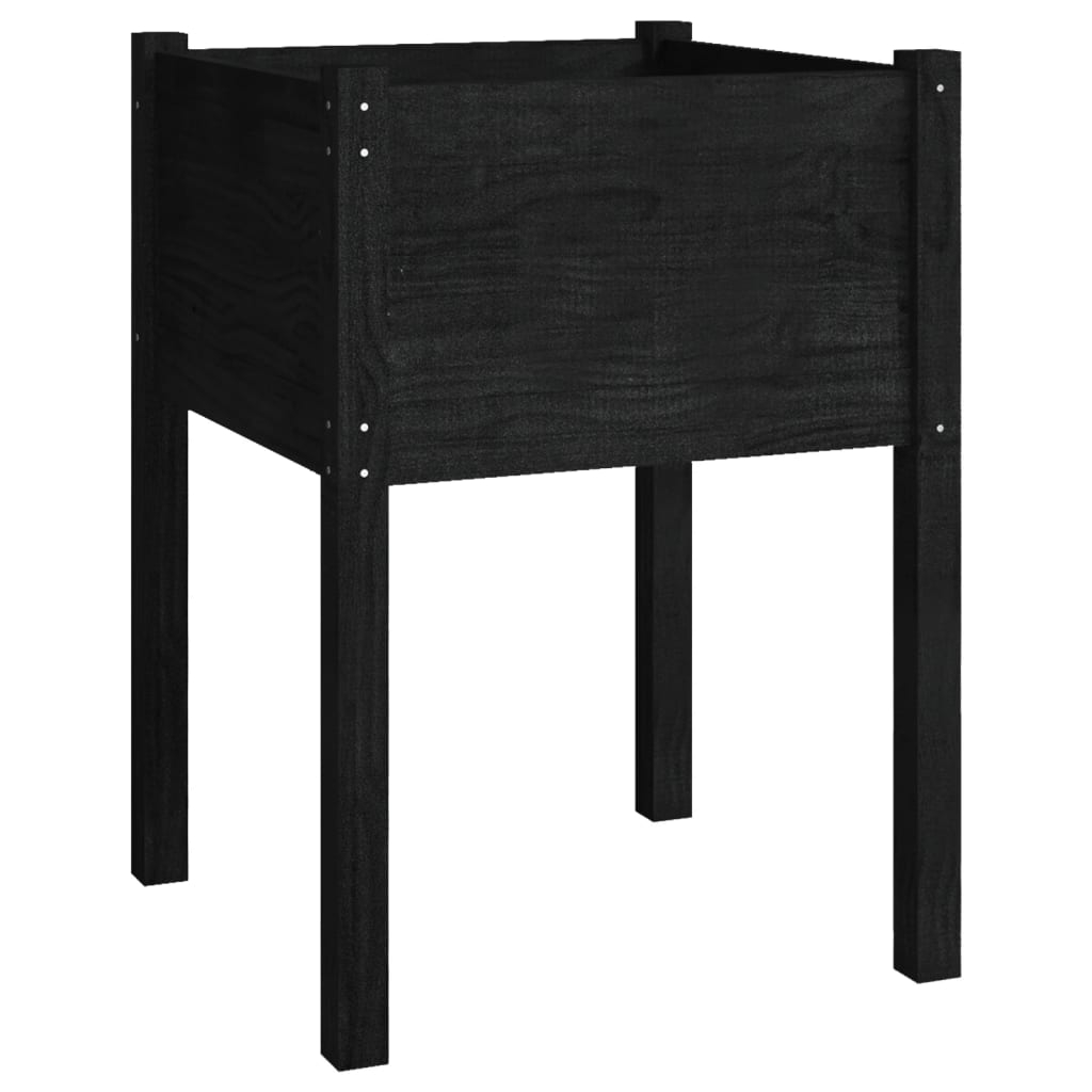 vidaXL jardinera de madera maciza de pino negro 50x50x70 cm