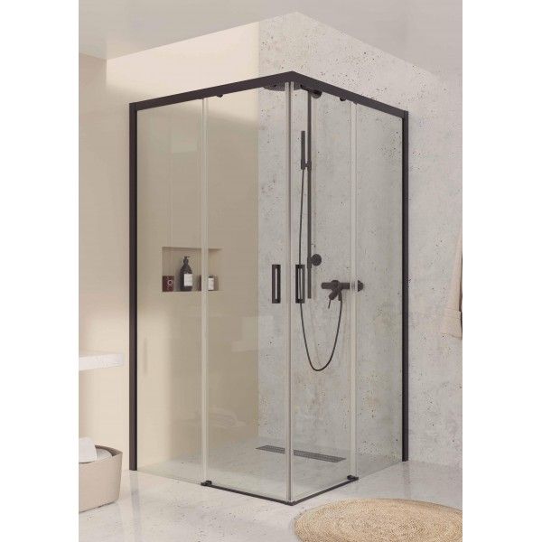 Mampara cuadrada, 80x80x195 cm, vidrio de seguridad 6mm. Antical