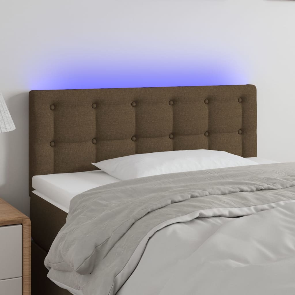 Cabecero con LED de tela marrón oscuro 90x5x78/88 cm eso7255