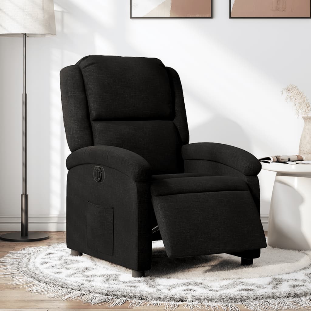 Sillón reclinable eléctrico de tela negro qweo9993