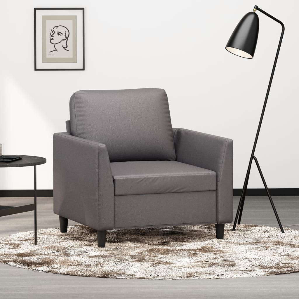 Sillón cuero sintético gris 60 cm qweo2683