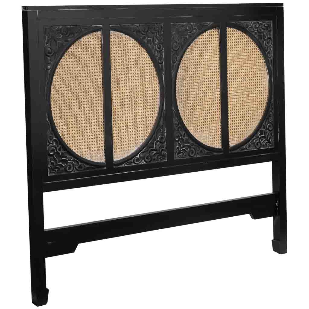Cabezal de cama de madera con rejilla negro 150x5x130h cm