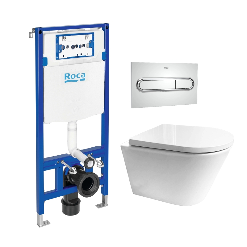 Pack cisterna roca duplo y pulsador pl1 cromo br con wc orion env de kp