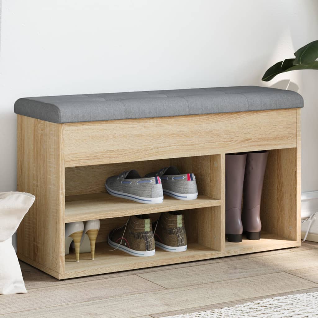 Banco zapatero madera de ingeniería roble sonoma 82x32x45,5 cm oif317822
