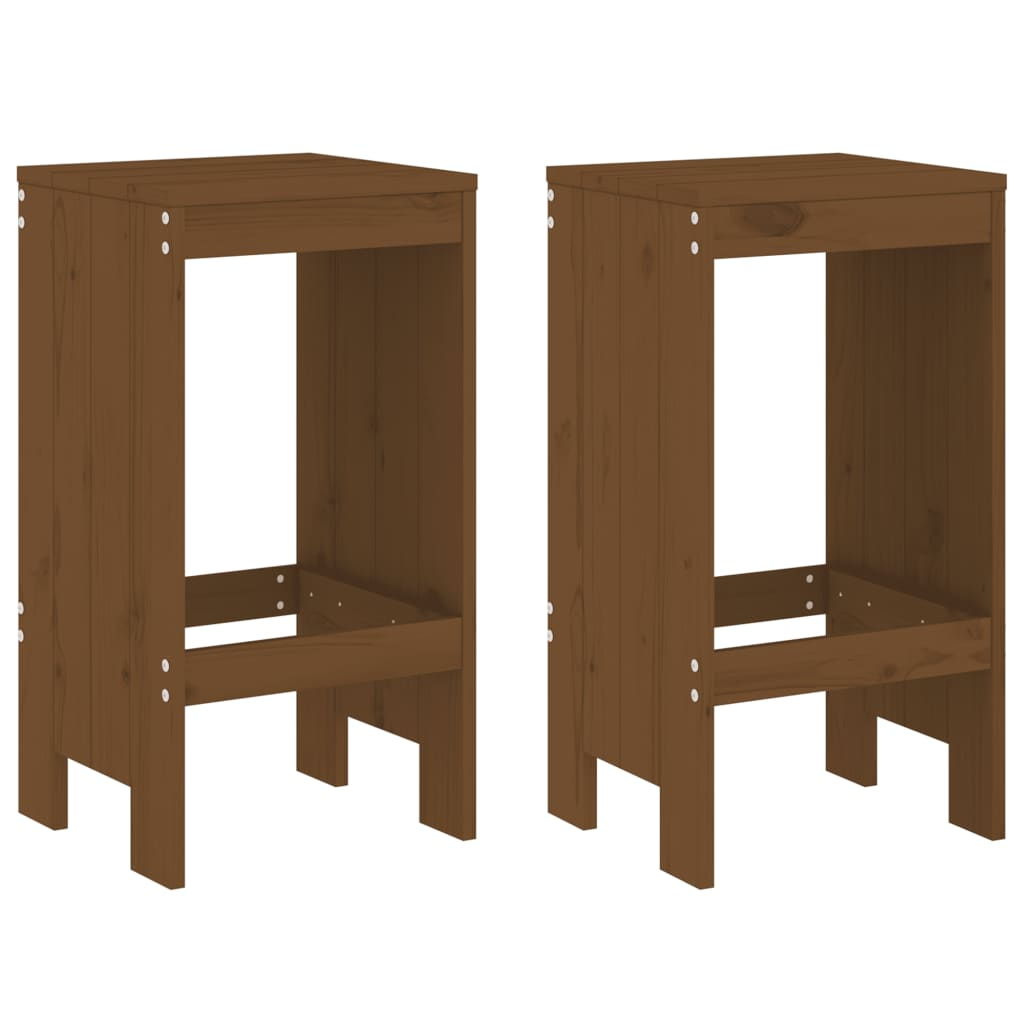 vidaXL taburetes de cocina 2 uds madera pino marrón miel 40x36x75 cm