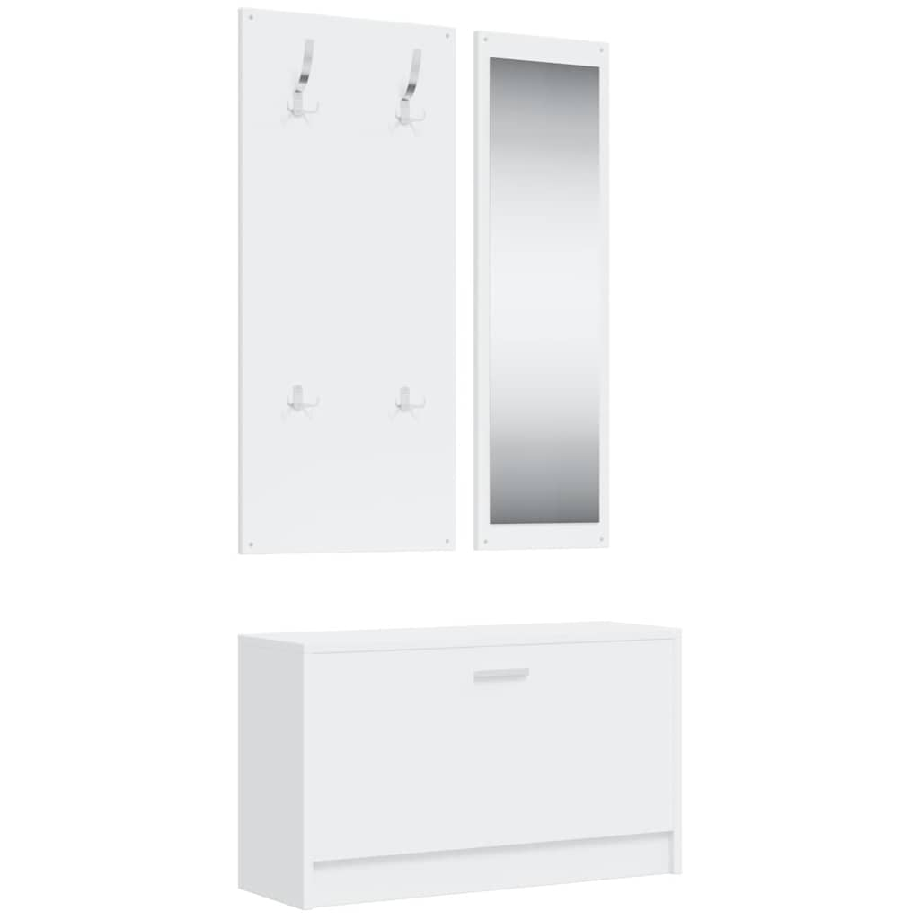 vidaXL conjunto de zapatero 3 en 1 madera contrachapada blanco