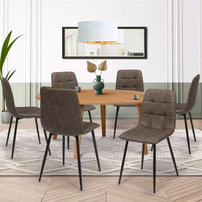 Sillas mila pu marrón vintage lote 6 46x55x88 cm