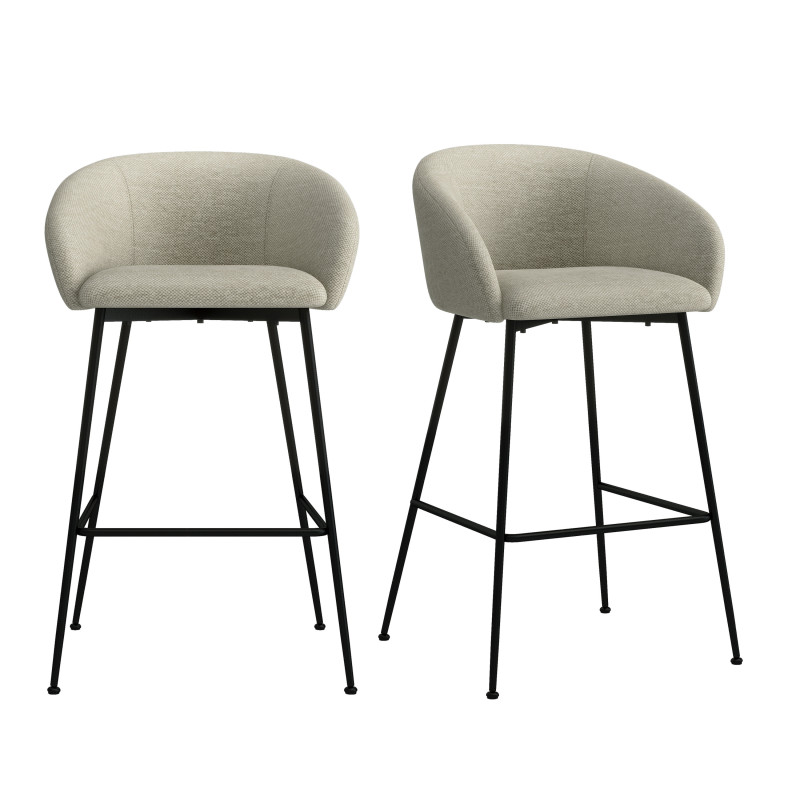 Chloe-silla de bar de tela beige (x2)