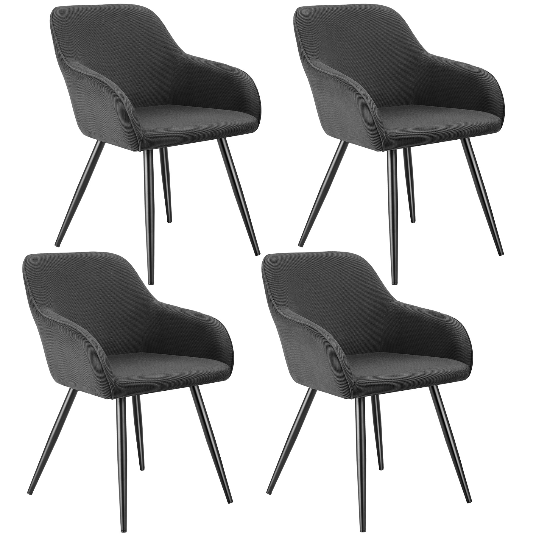 4 sillas de comedor con diseño de pana 58 x 62 x 82 cm antracita/negro