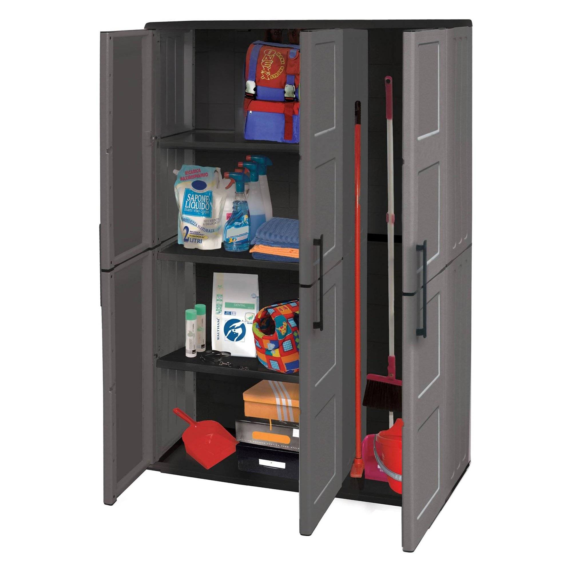 Armario exterior amordel, 4 compartimentos, gris 102x37x163h cm