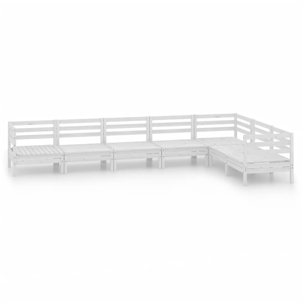 vidaXL juego de muebles de jardín 7 piezas madera maciza pino blanco