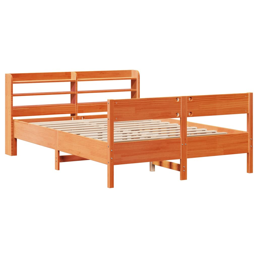 vidaXL estructura de cama sin colchón madera maciza marrón 135x190 cm