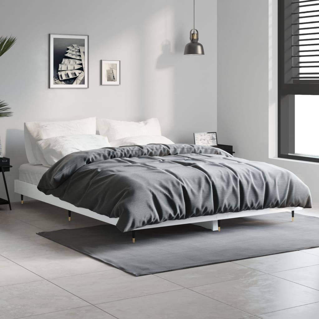 vidaXL estructura de cama madera de ingeniería blanca 135x190 cm