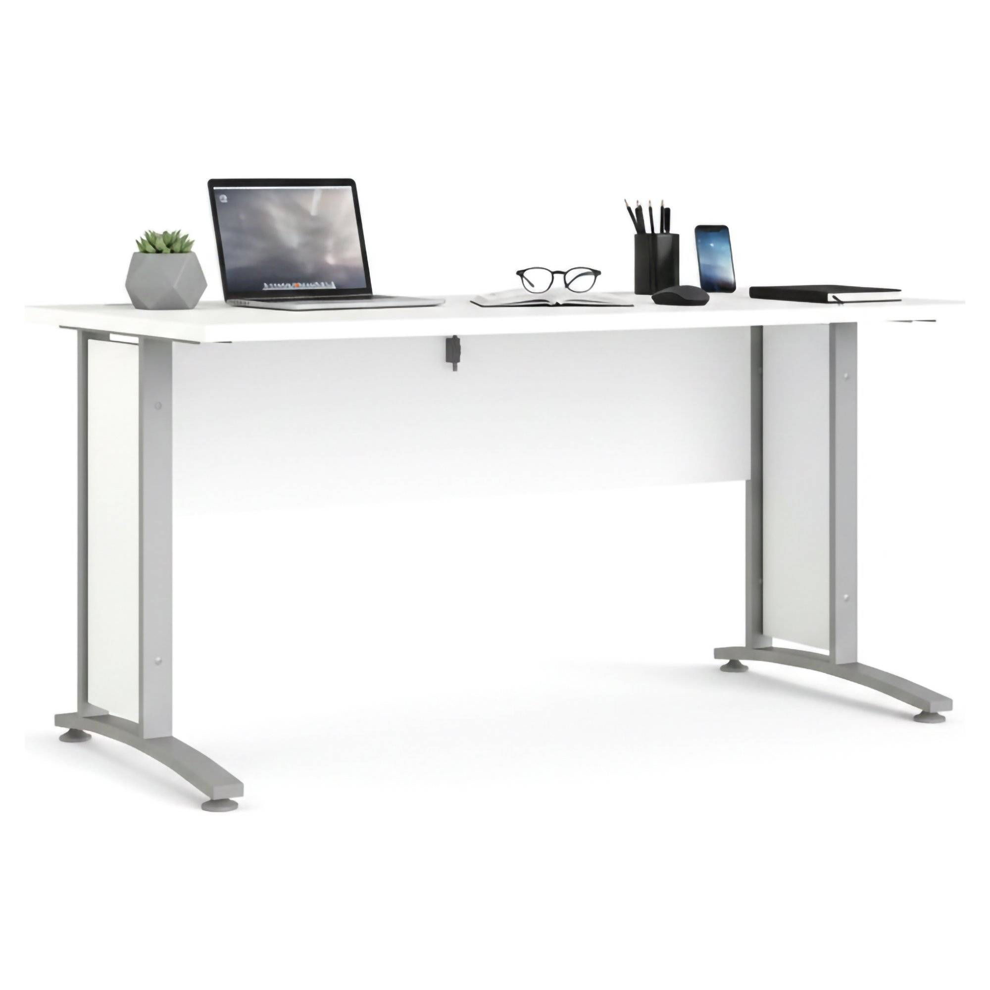 Escritorio ascorbato, tablero madera noble, blanco