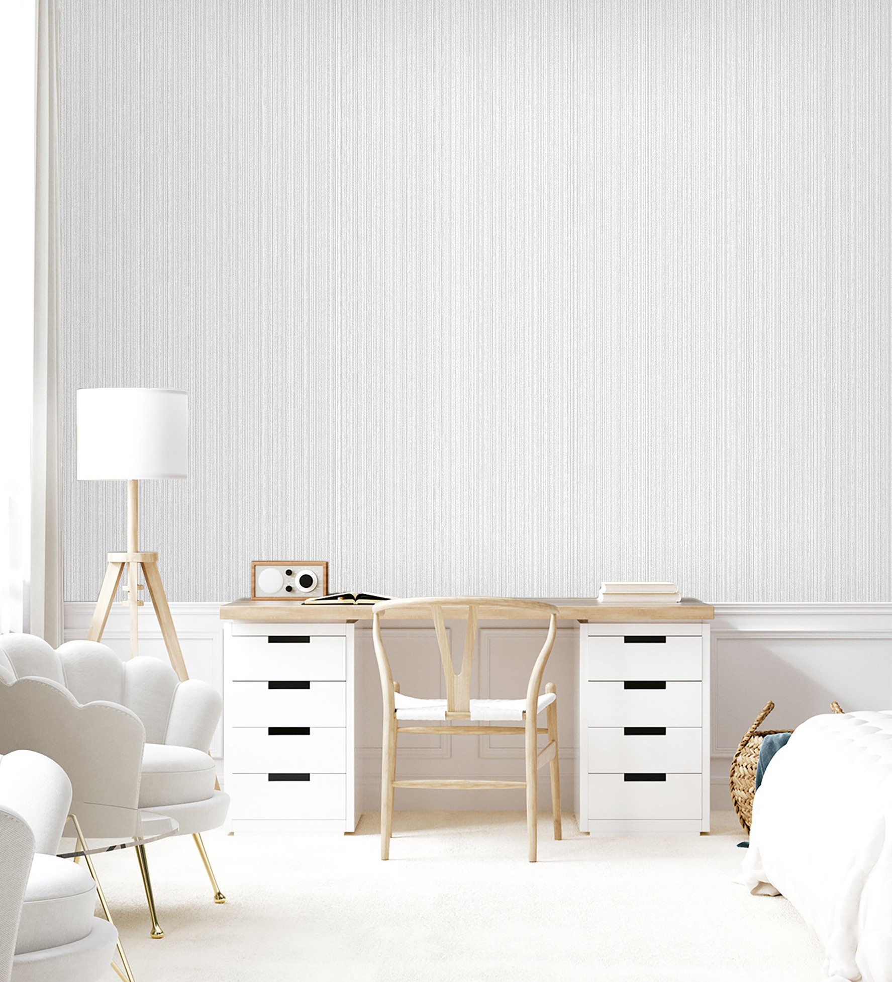 Papel pintado gaulan de rayas blancas pasta rayada con 10.6m²