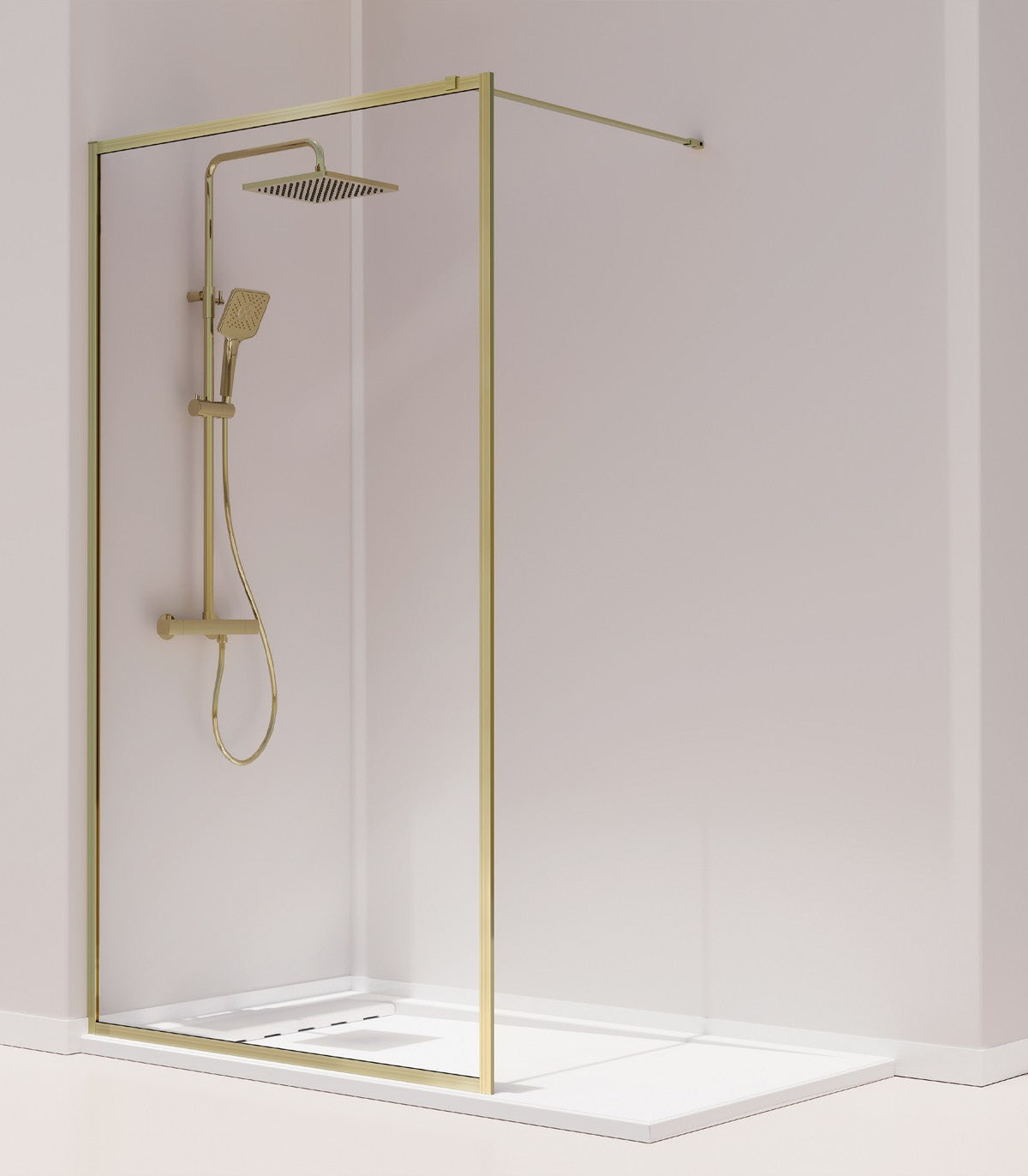 Mampara de ducha fija fresh oro cepillado - 70cm