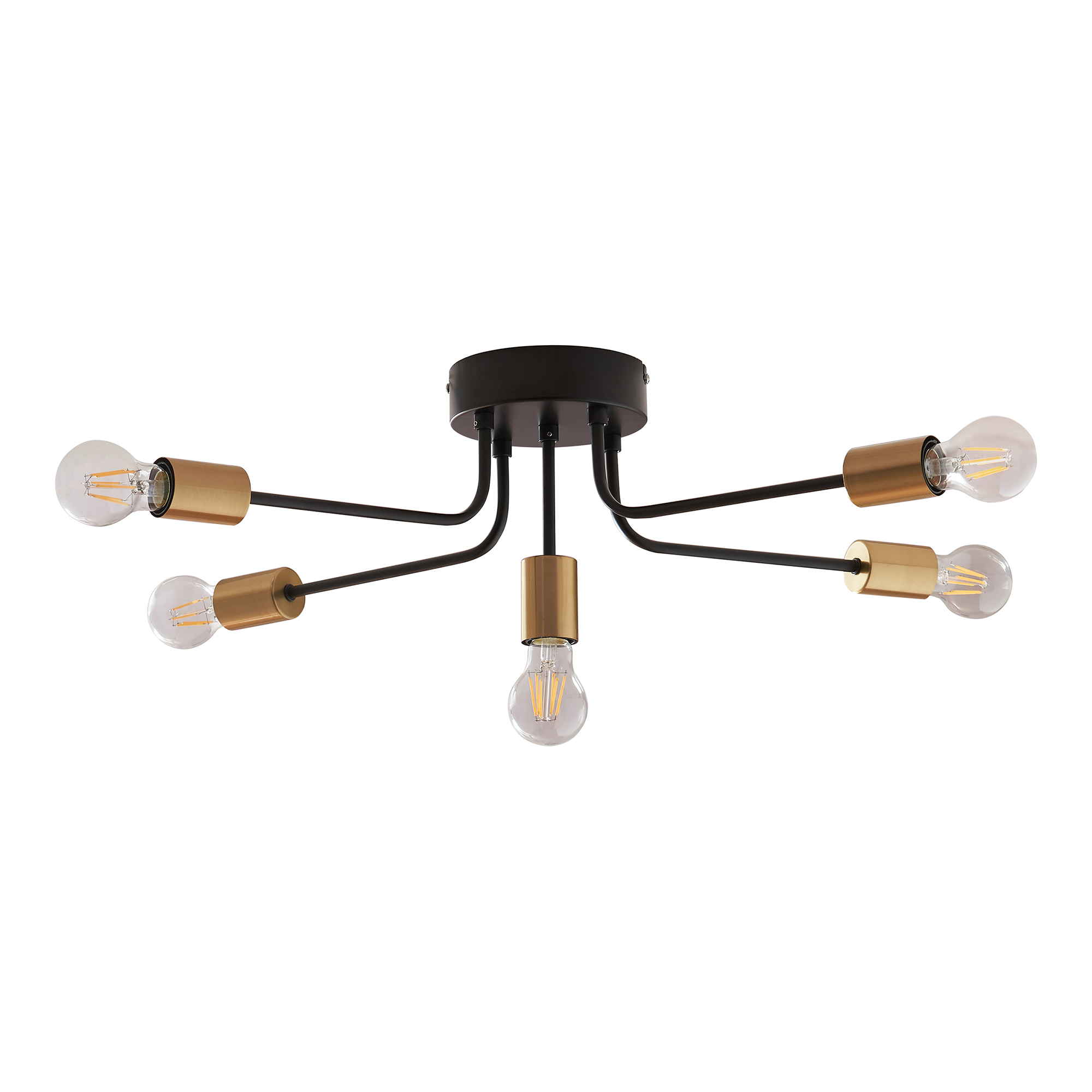 Lámpara coLGante benfleet 5 luces E27 altura 21 cm - negro / latón lux.pro