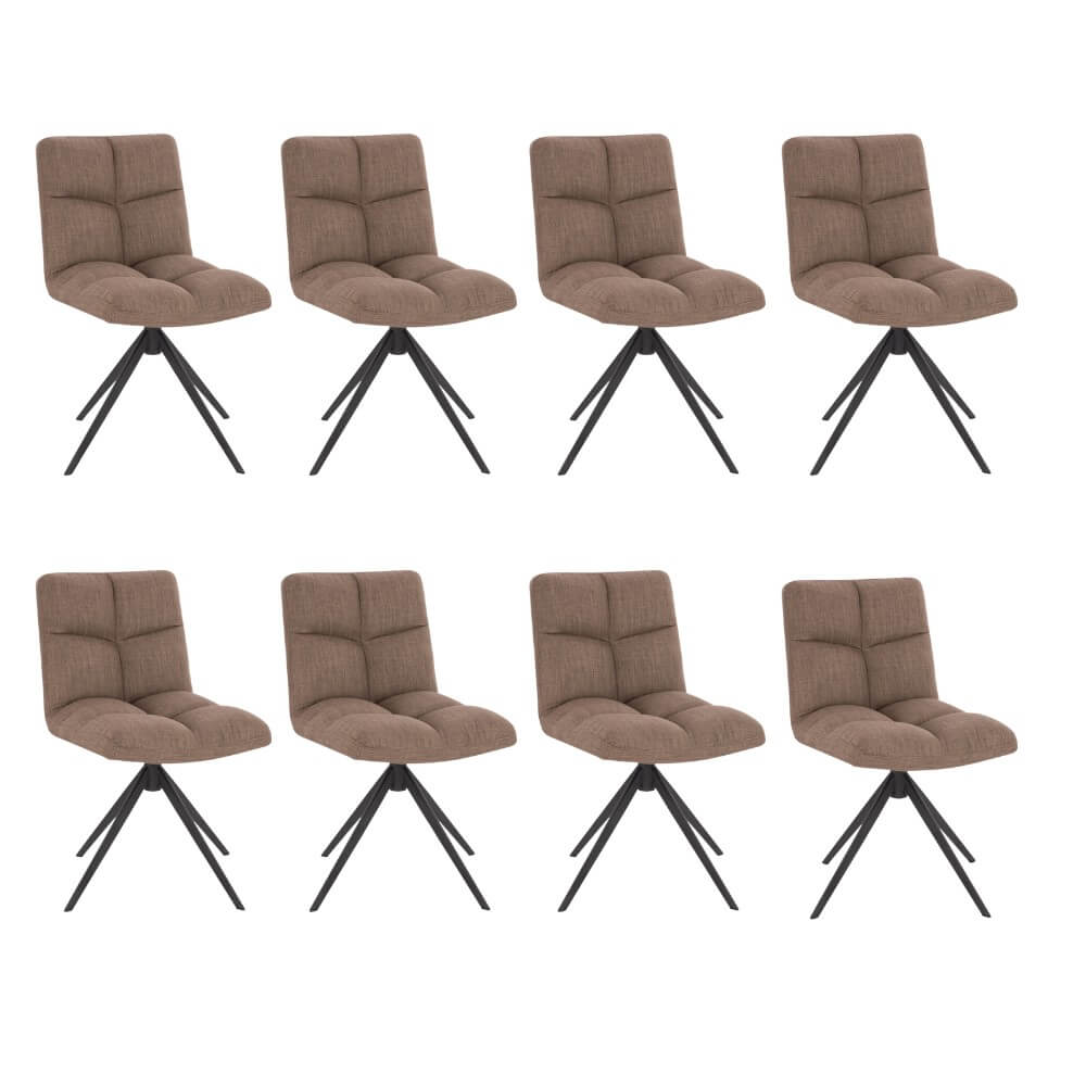 Silla de comedor giratoria de tela noda - lote de 8 gris / marrón