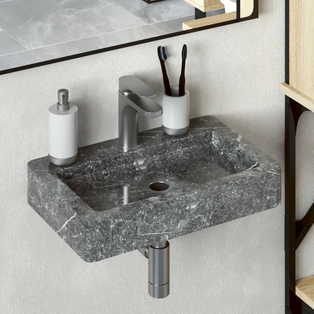 Lavabo de pared mármol gris 38x24x6,5 cm es2991