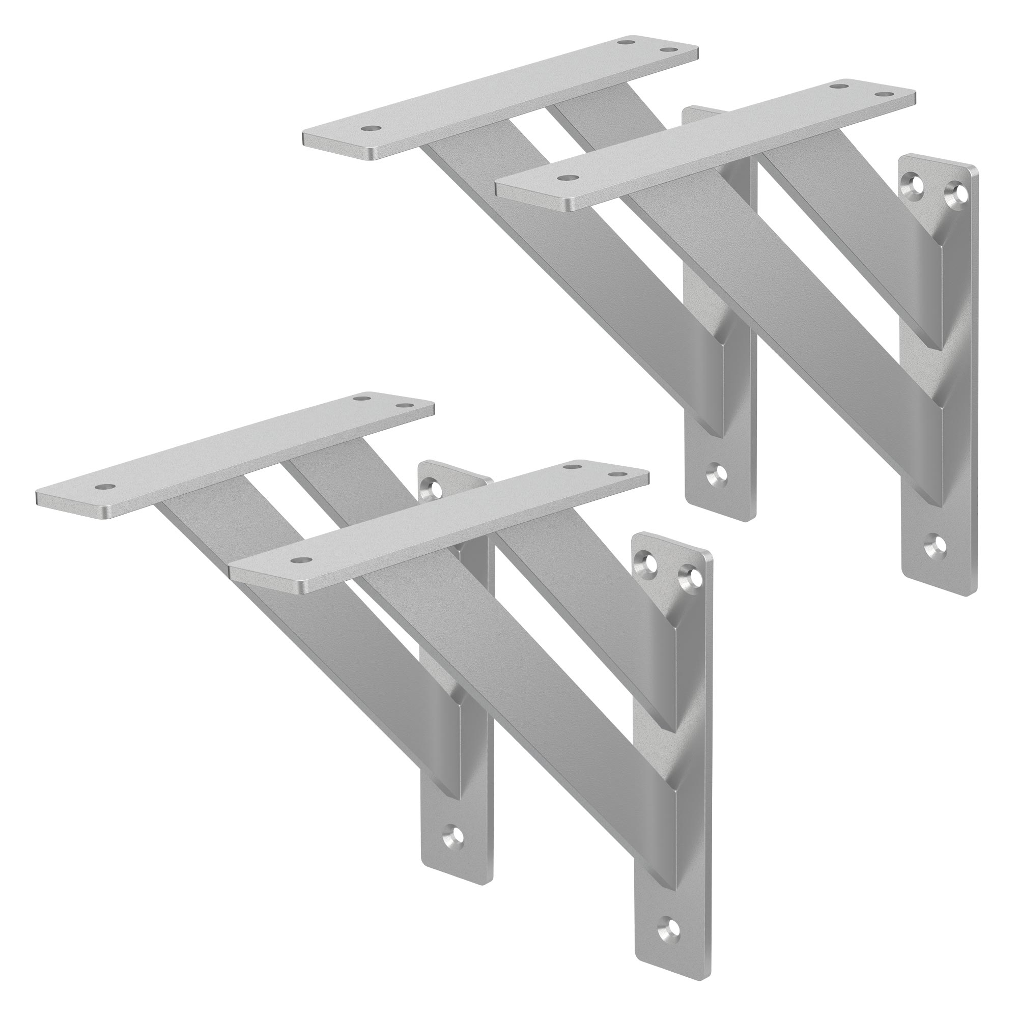 Set de 4x soporte de estante 180x180mm plata