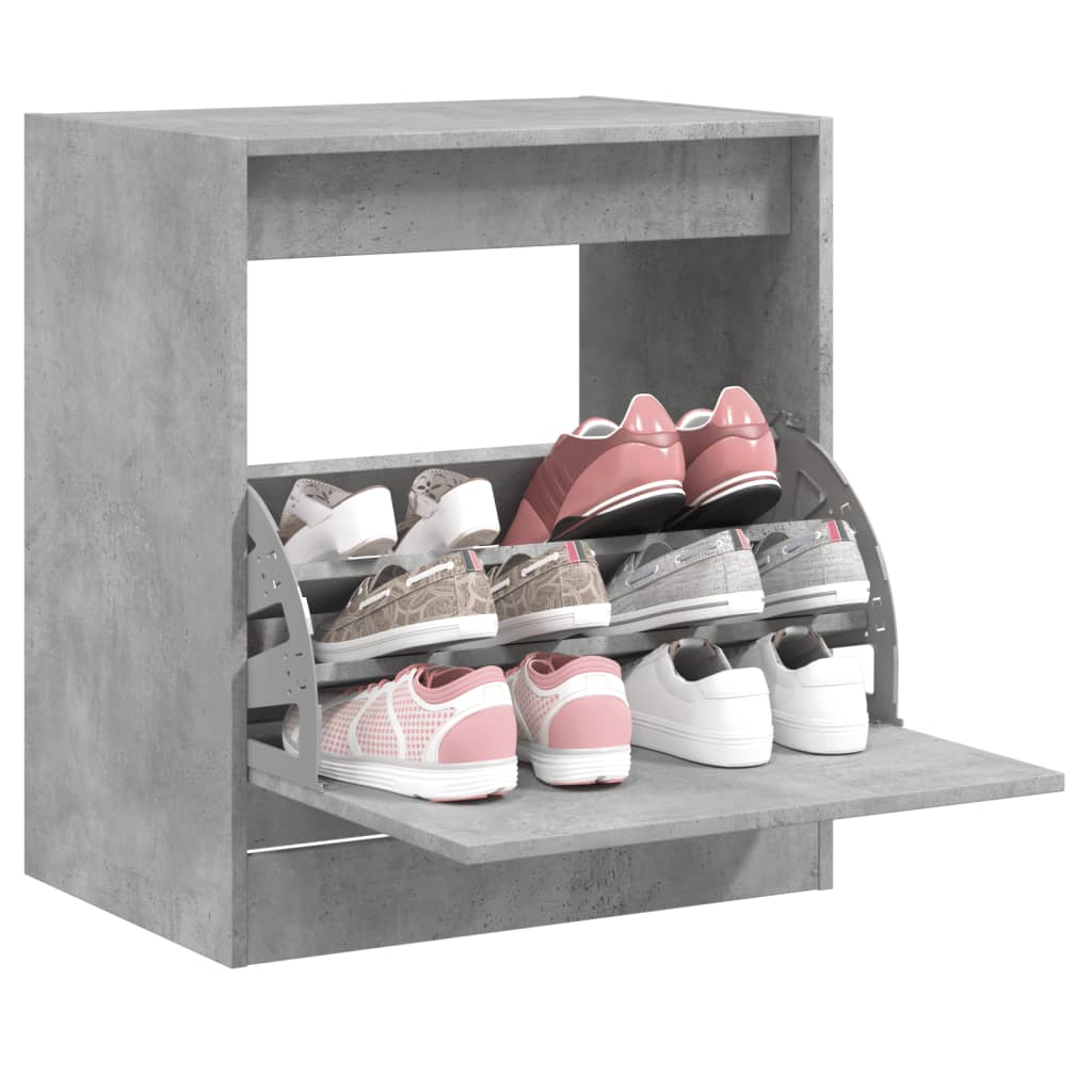 Mueble zapatero madera contrachapada gris hormigón 70x36x60 cm esxt6208