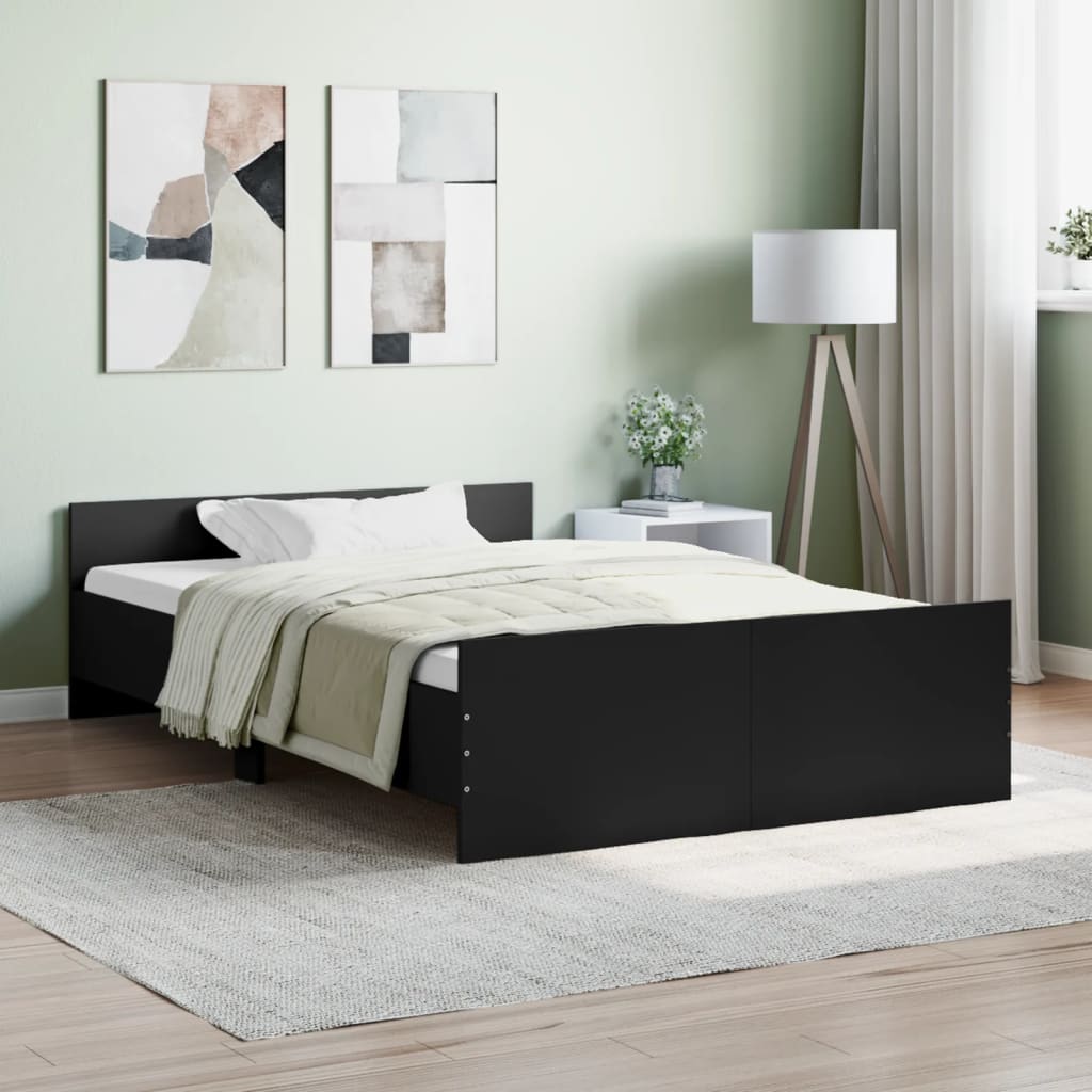 Cama con cabecero piecero negro 120x190 cm