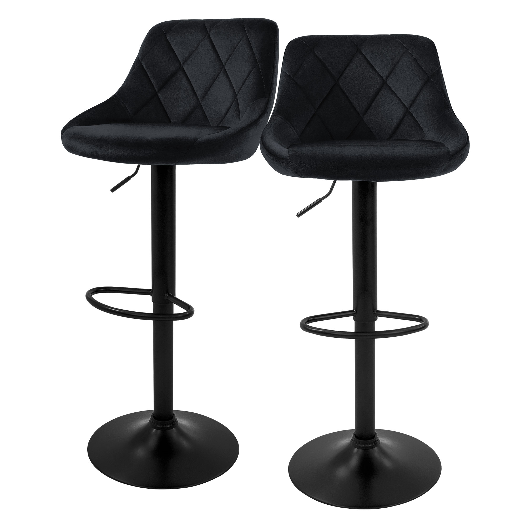 Juego 2x taburetes de bar negro sillas con respaldo asientos ajustables