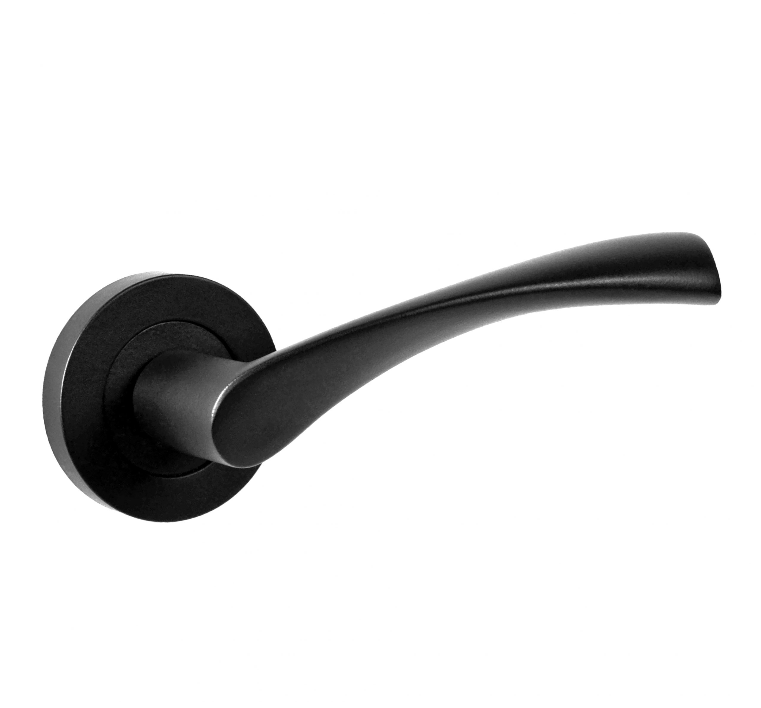 Juego Manillas Para Puerta Aluminio Roseta Redonda/Acabado En Negro