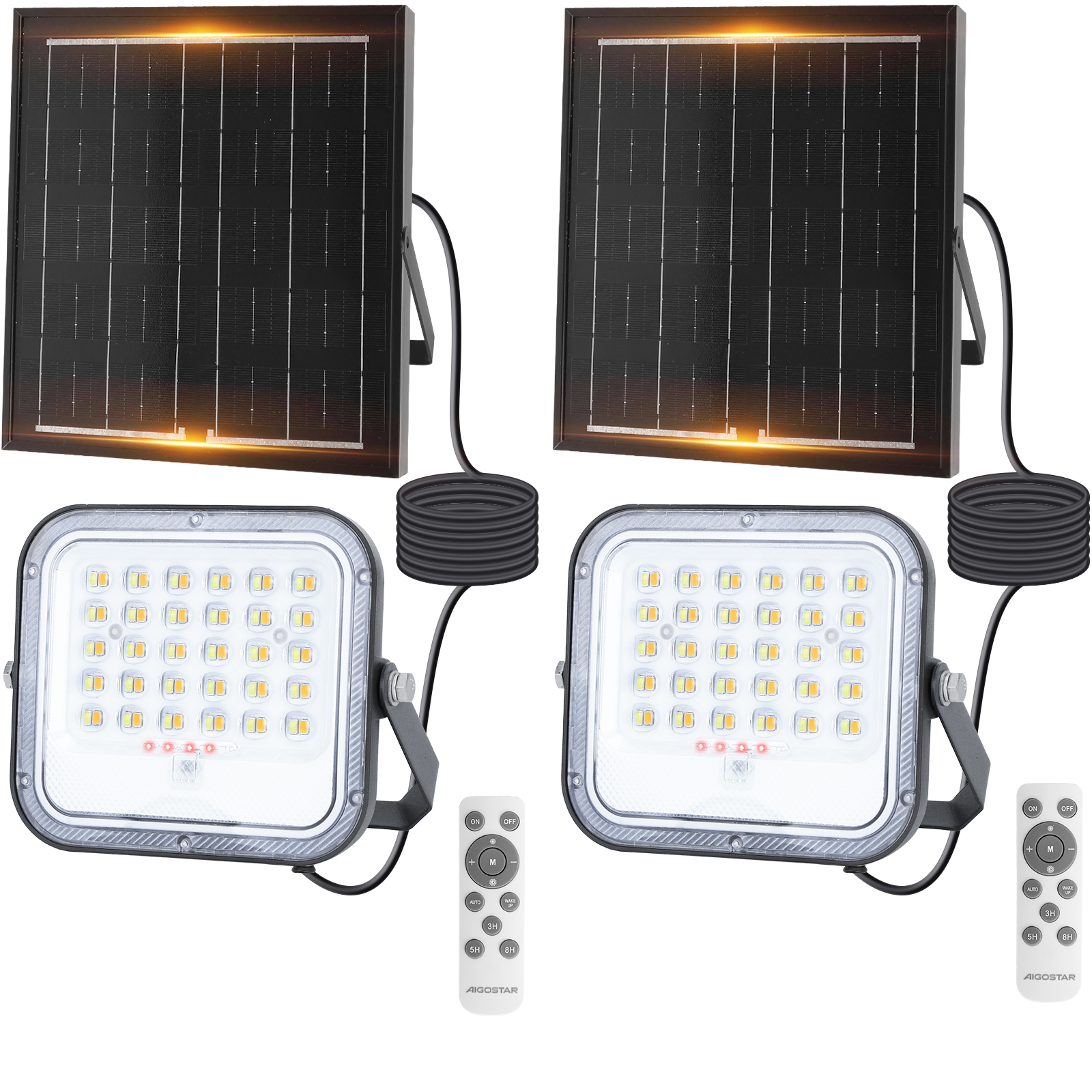 Aigostar foco proyector LED solar con mando a distancia 50w cct,2pcs