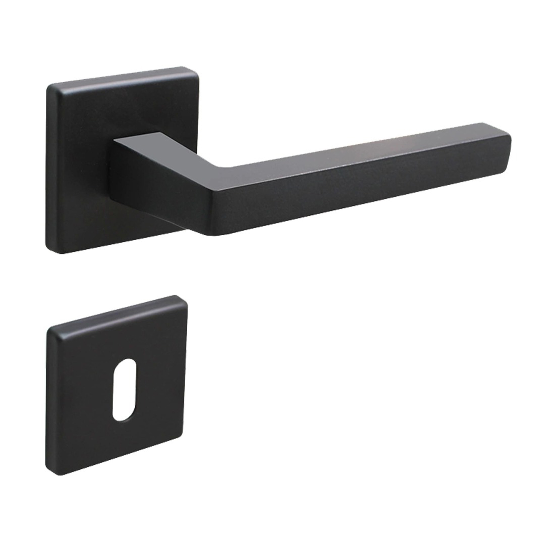 Manillas de puerta interior (par) en zamac acabado epoxi negro mate