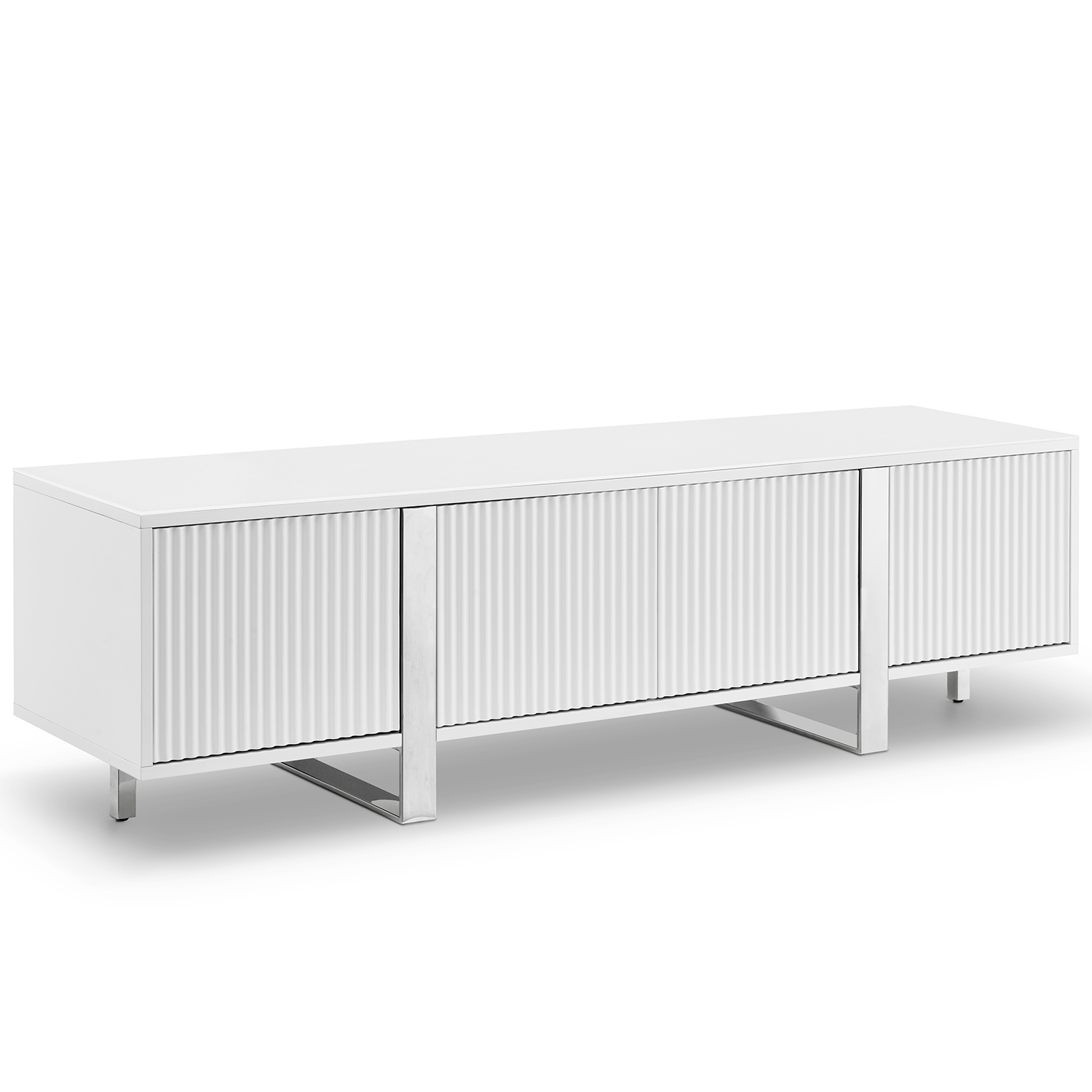 Mesa tv madera blanco con 4 puertas