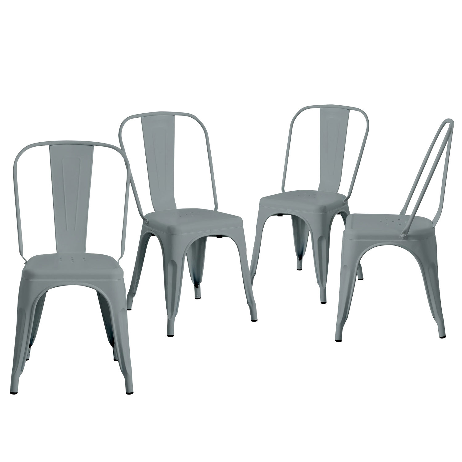 Pack 4 sillas industriales gris strong 45x54x85cm Thinia Home