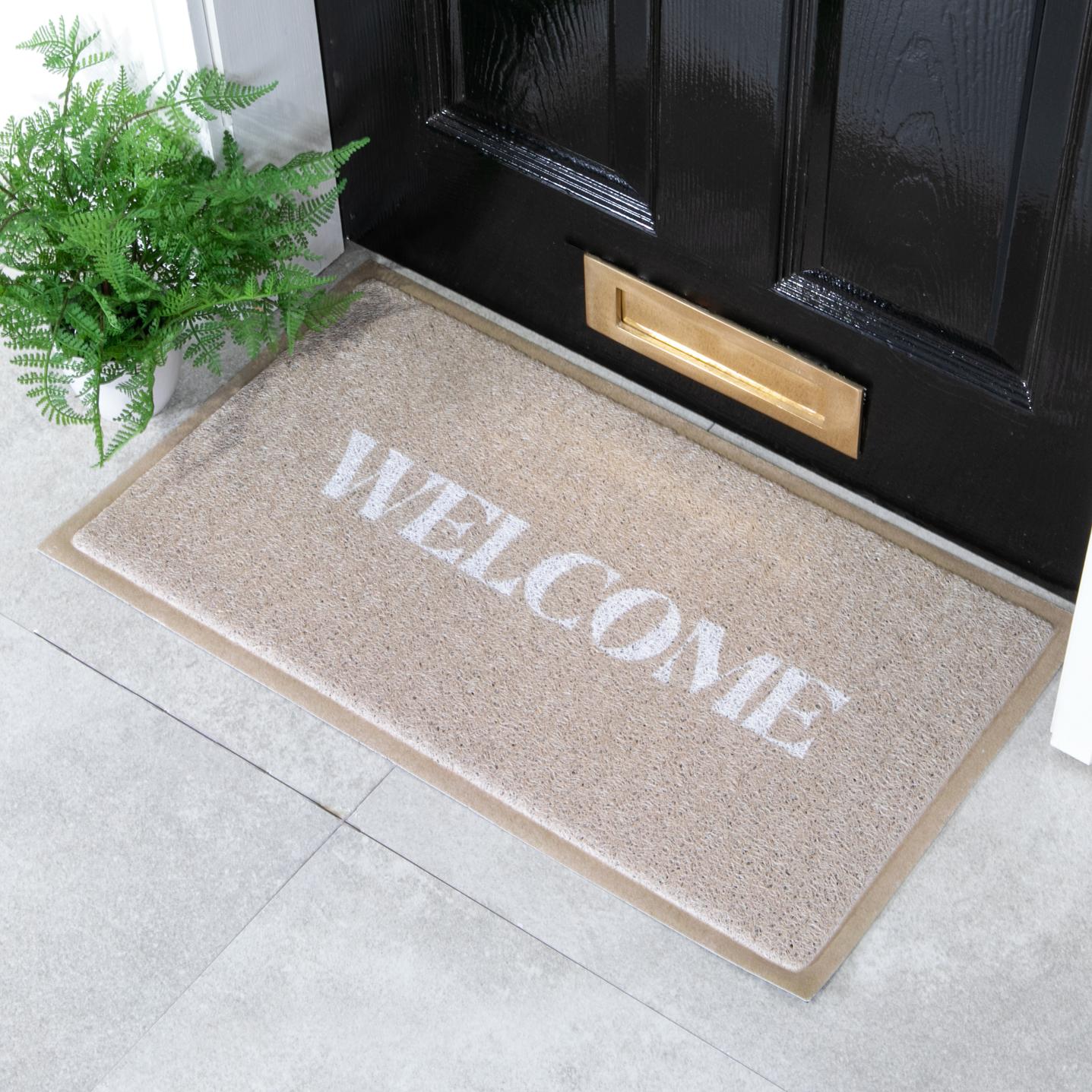 Felpudo de exterior welcome en color beige (70 x 40 cm)