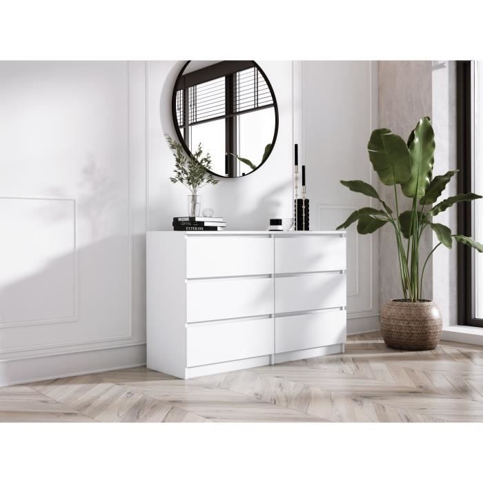 Cómoda 6 cajones - blanco mate - 120 cm