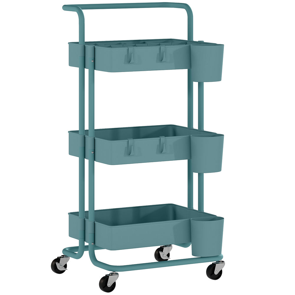 Carrito de almacenamiento 42x38x86.5 cm acero, abs bicolor Homcom