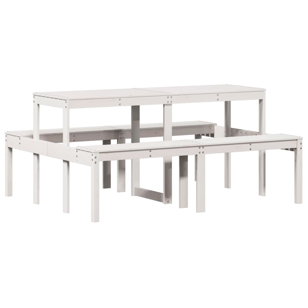 vidaXL mesa de pícnic madera maciza de pino blanco 160x134x75 cm