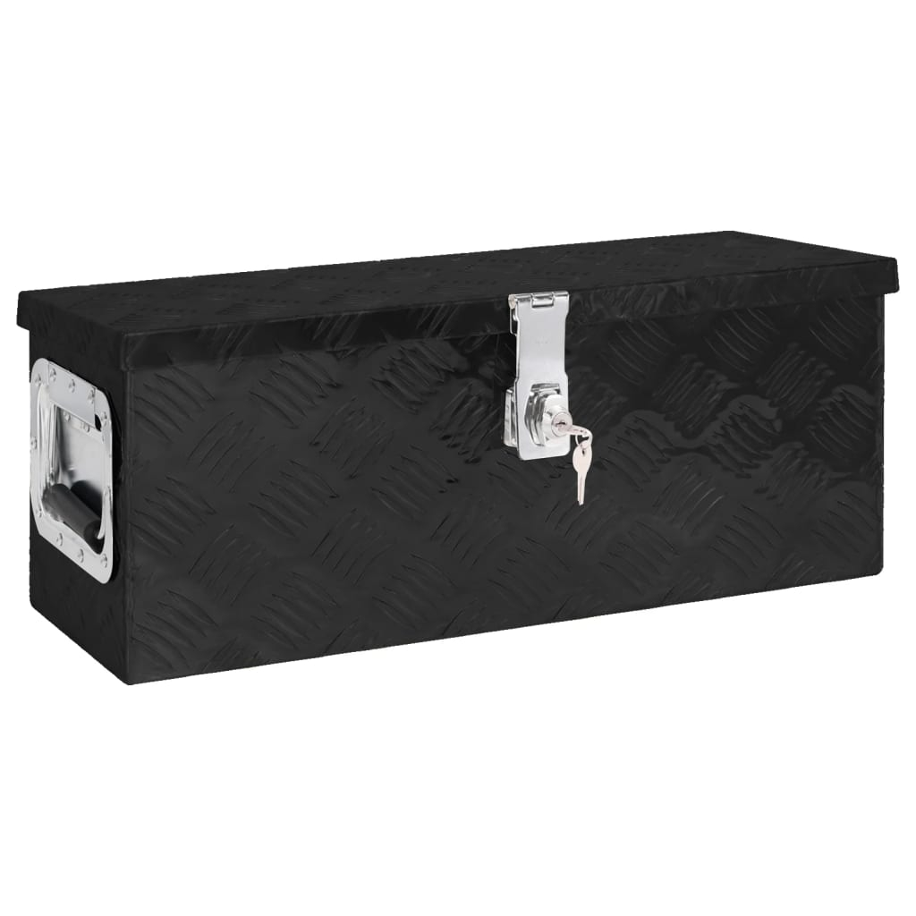 vidaXL caja de almacenaje de aluminio negro 60x23,5x23 cm