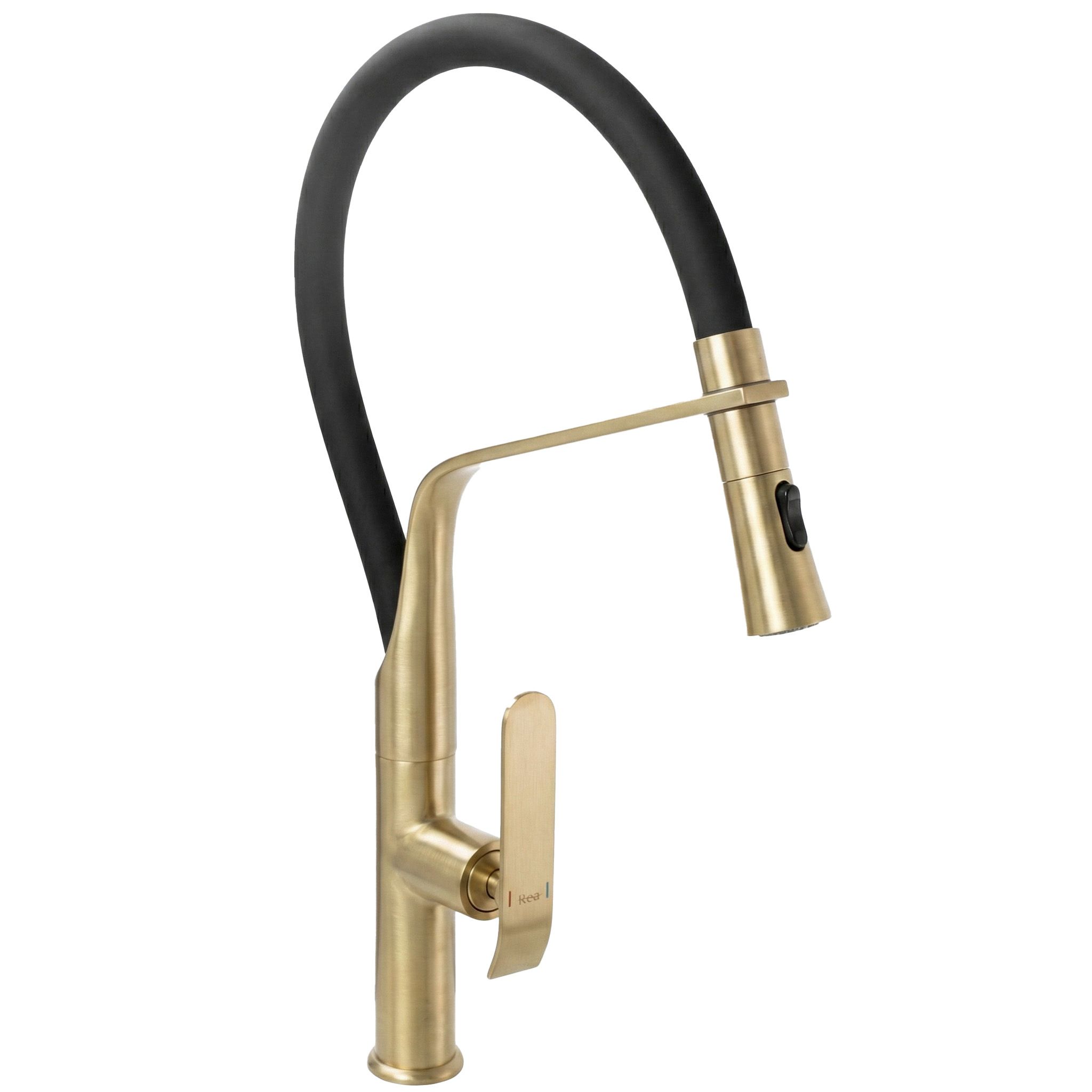 Rea grifo para cocina castor gold brush, 18x24x48,5 cm