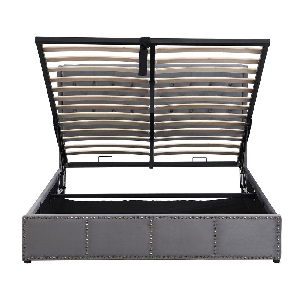 Cama baúl 140x200cm con hidráulico almacenaje velours gris
