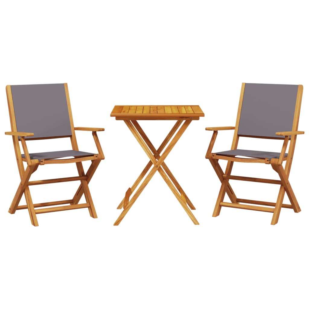 vidaXL juego de bistro de 3 piezas tela y madera maciza antracita