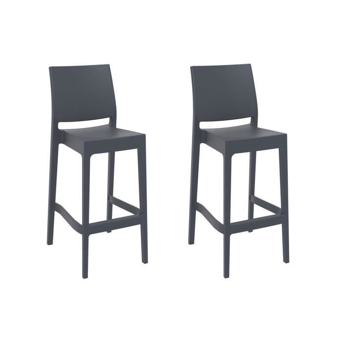 Taburetes de bar apilables - gris oscuro - 2 u.