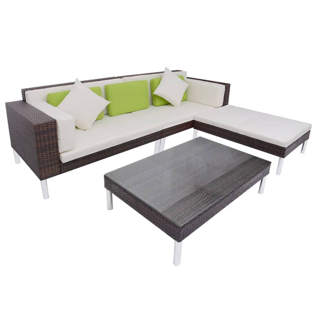 vidaXL set muebles de jardín 4 piezas y cojines ratán sintético marrón