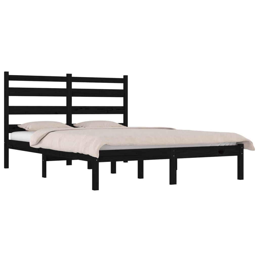 vidaXL estructura de cama de madera maciza de pino negra 140x190 cm
